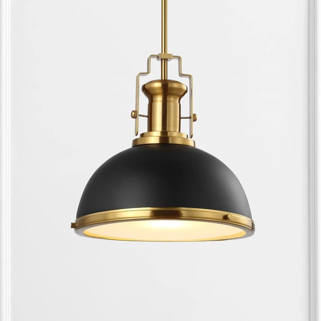 Alt view image 2 of 7 - JONATHAN Y Homer Industrial Dome Pendant 13", Black/Brass Gold