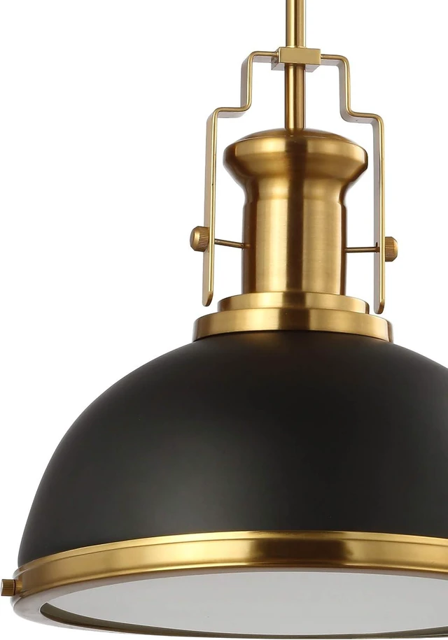 Alt view image 7 of 7 - JONATHAN Y Homer Industrial Dome Pendant 13", Black/Brass Gold