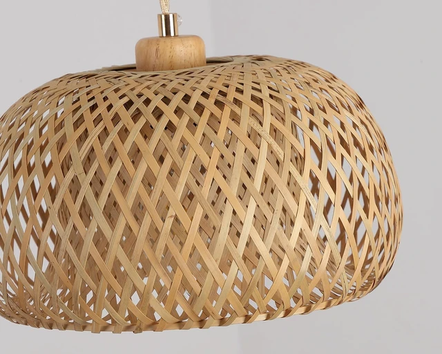 Alt view image 5 of 7 - Bamboo Pendant Light Fixture One-Light Adjustable Boho Basket Handmade Woven Pendant Lighting for Kitchen Island Sink Farmhouse Dining Room
