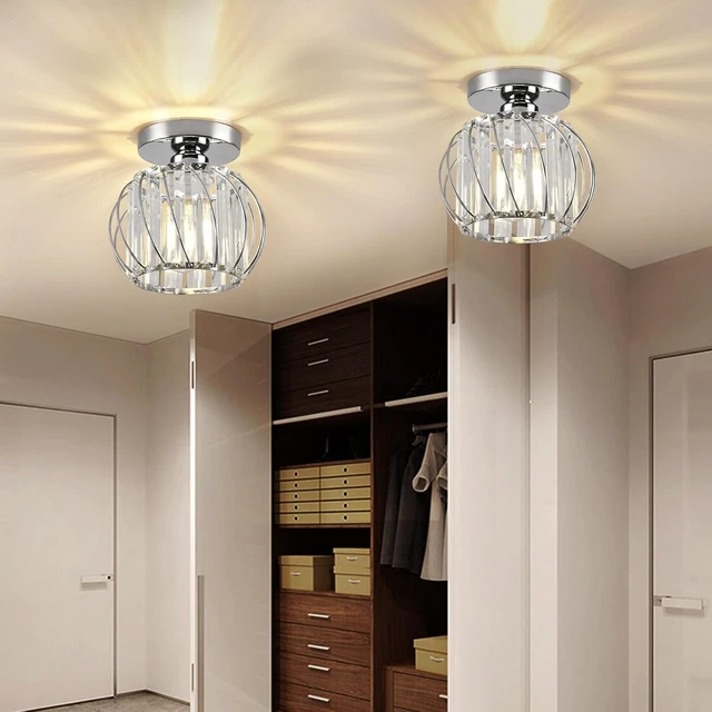 Alt view image 3 of 7 - Crystal Semi Flush Mount Ceiling Light, Silver Crystal Chandelier for Kitchen, Hallway, Dining Rooms, Living Rooms, Bar, Farmhouse, 7.4 x 7.4 x 4.7 inches