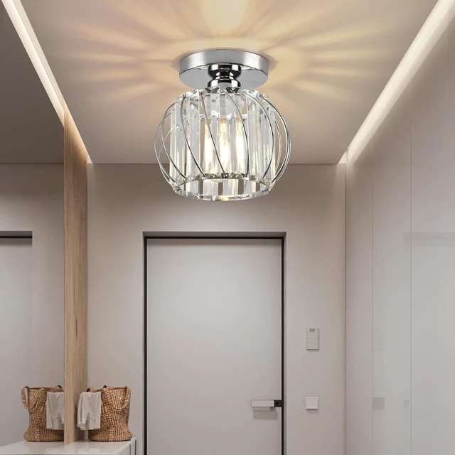 Alt view image 2 of 7 - Crystal Semi Flush Mount Ceiling Light, Silver Crystal Chandelier for Kitchen, Hallway, Dining Rooms, Living Rooms, Bar, Farmhouse, 7.4 x 7.4 x 4.7 inches