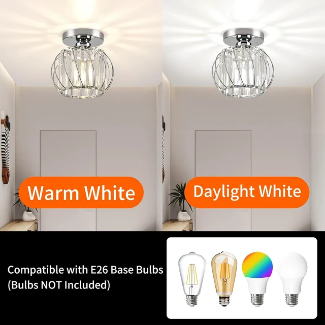 Alt view image 5 of 7 - Crystal Semi Flush Mount Ceiling Light, Silver Crystal Chandelier for Kitchen, Hallway, Dining Rooms, Living Rooms, Bar, Farmhouse, 7.4 x 7.4 x 4.7 inches