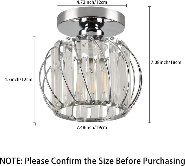 Alt view image 6 of 7 - Crystal Semi Flush Mount Ceiling Light, Silver Crystal Chandelier for Kitchen, Hallway, Dining Rooms, Living Rooms, Bar, Farmhouse, 7.4 x 7.4 x 4.7 inches
