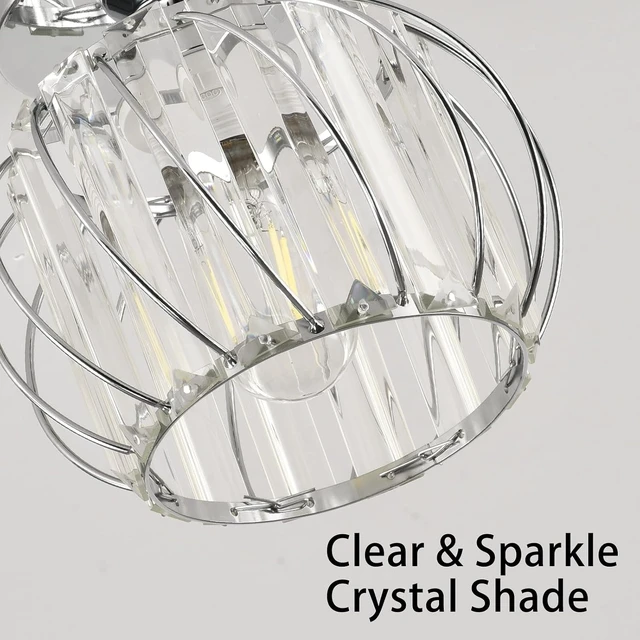 Alt view image 7 of 7 - Crystal Semi Flush Mount Ceiling Light, Silver Crystal Chandelier for Kitchen, Hallway, Dining Rooms, Living Rooms, Bar, Farmhouse, 7.4 x 7.4 x 4.7 inches