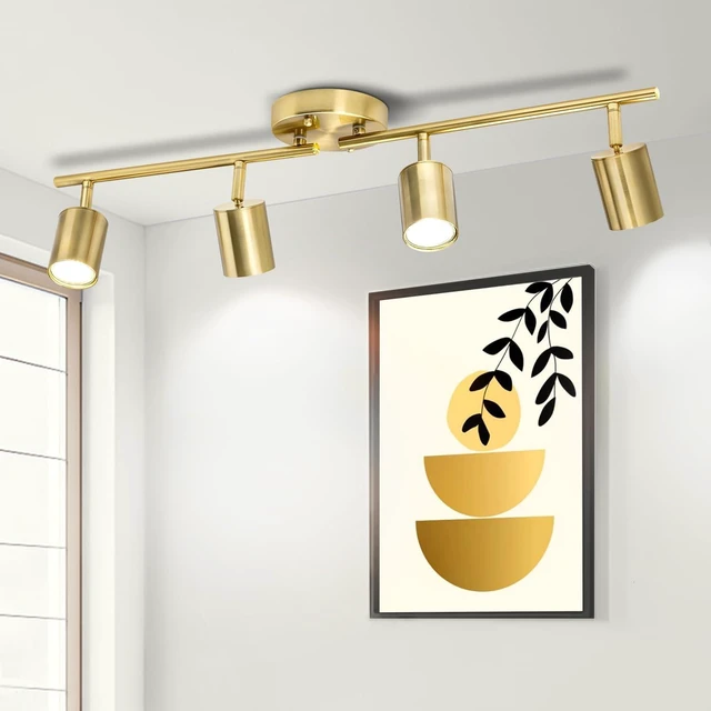Main image of 4 Ways Gold Track Lighting Fixtures Ceiling Gu10 Bulbs Not Included