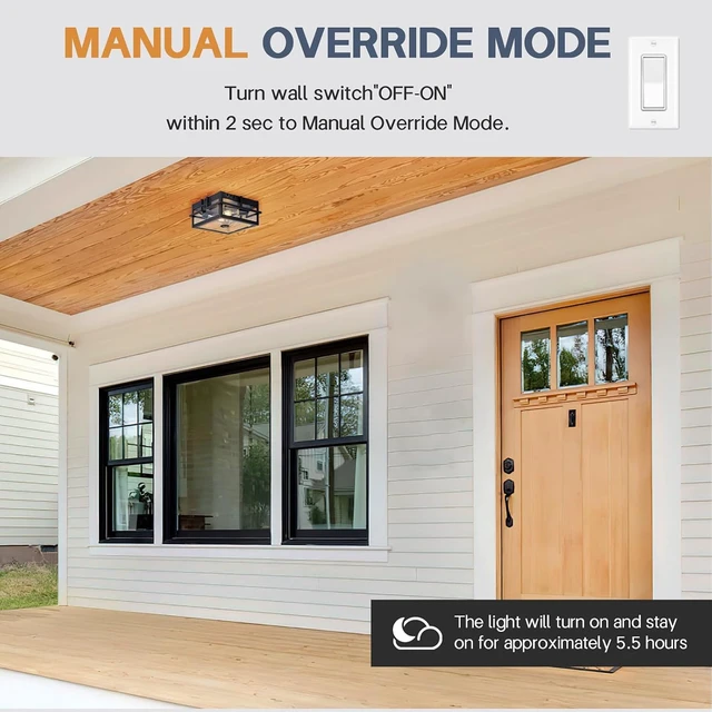 Alt view image 5 of 7 - Upgraded Motion Sensor Outdoor Ceiling Light,outdoor flush mount porch light with Adjustable sensor, Dusk to Dawn 2-Light Outdoor Light Fixture Ceiling Mount with Clear Glass for Porch Garage Patio