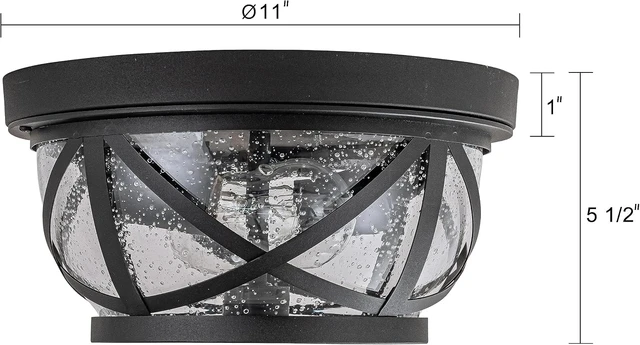 Alt view image 6 of 7 - Motion Sensor Ceiling Light Fixture Outdoor Flush Mount Manual Dusk to Dawn Matte Black Waterproof Indoor Ceiling Light Fixture with Seeded Glass for Front Porch Garage Entrance