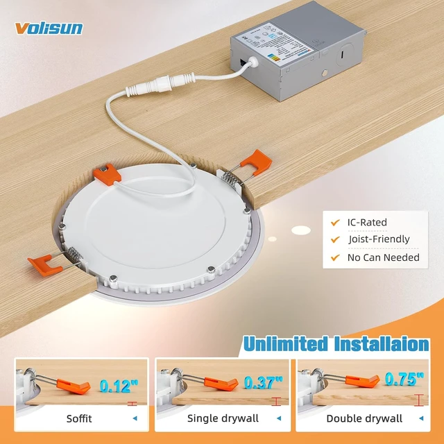 Alt view image 6 of 7 - VOLISUN 24 Pack 6 inch Recessed Lighting, 5CCT, 1080Lumen, Ultra-Thin