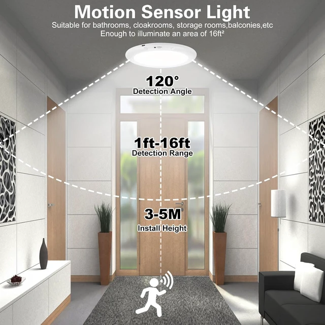 Alt view image 2 of 7 - 2 Pack Motion Sensor Ceiling Light Battery Operated with Remote 3CCT