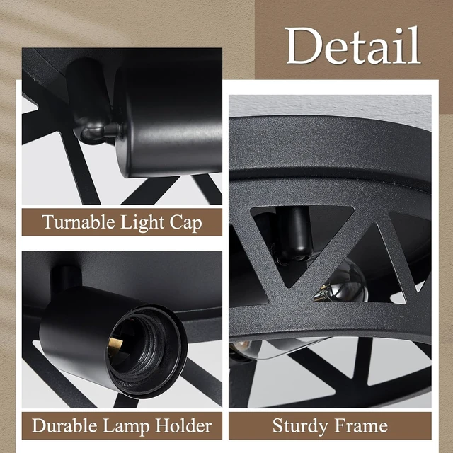 Alt view image 5 of 7 - Hallway Flush Mount Ceiling Light, Entryway Bedroom Fixture, Black 2-Light