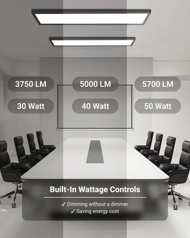 Alt view image 3 of 6 - Sunco 1x4 Black LED Flat Panel Light, Surface Mount, Dimmable