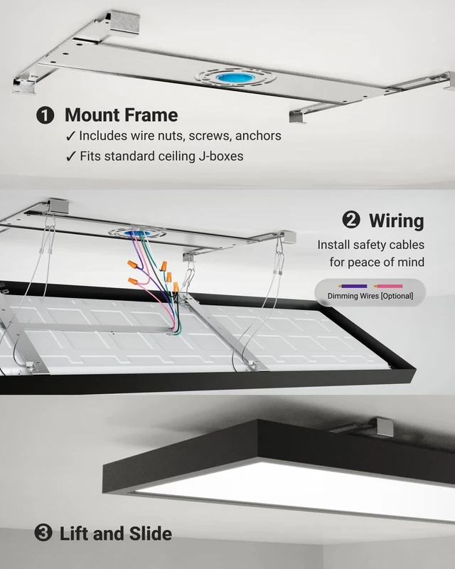 Alt view image 4 of 6 - Sunco 1x4 Black LED Flat Panel Light, Surface Mount, Dimmable