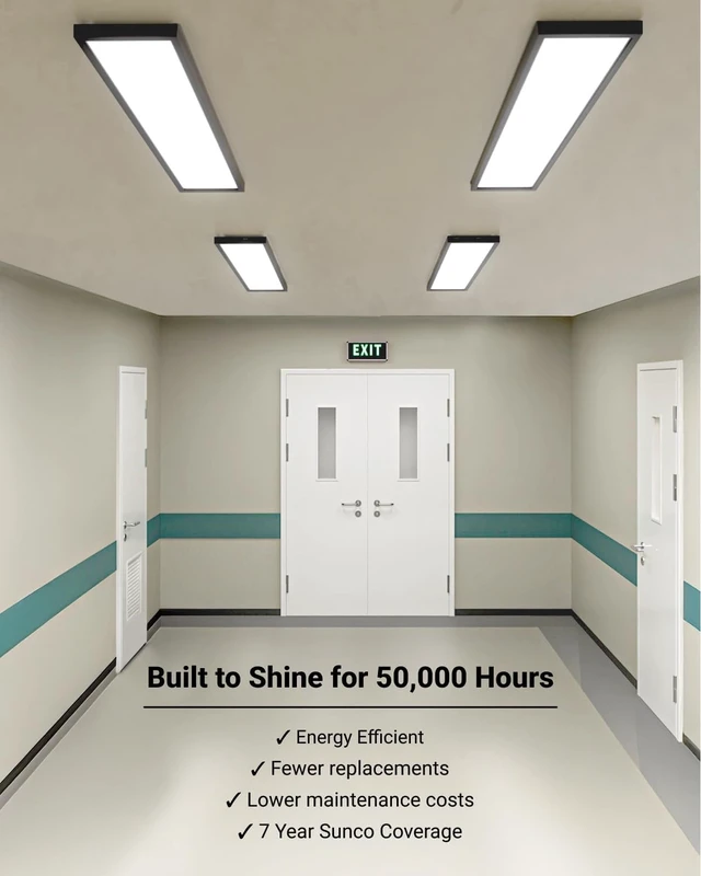 Alt view image 6 of 6 - Sunco 1x4 Black LED Flat Panel Light, Surface Mount, Dimmable