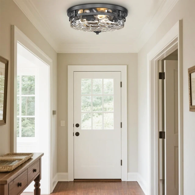 Alt view image 2 of 7 - Casia Flush Mount Ceiling Lights, 3-Light Farmhouse Close to Ceiling Light