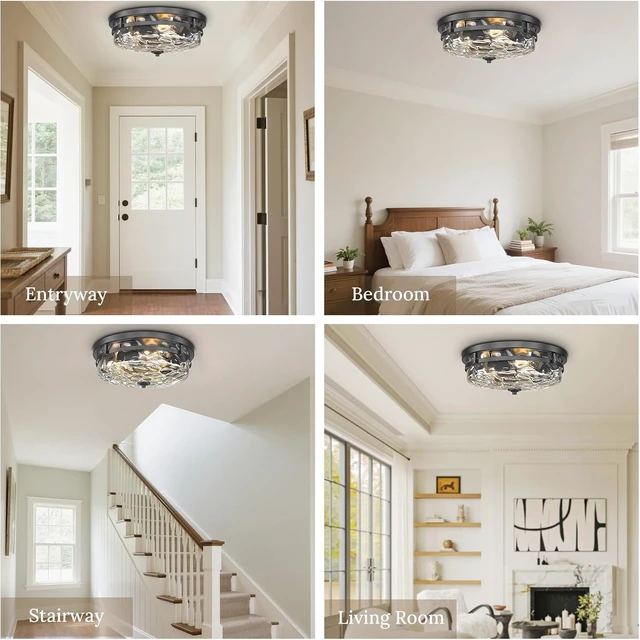 Alt view image 6 of 7 - Casia Flush Mount Ceiling Lights, 3-Light Farmhouse Close to Ceiling Light