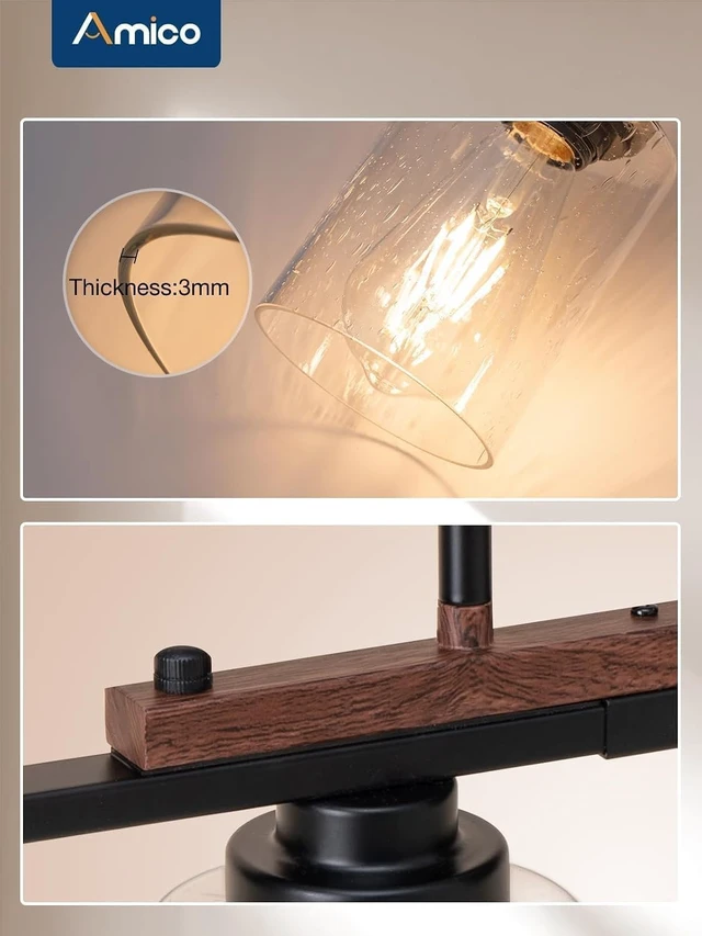 Alt view image 3 of 7 - Amico 5-Light Dining Room Light Fixture, Seeded Glass Island Chandelier