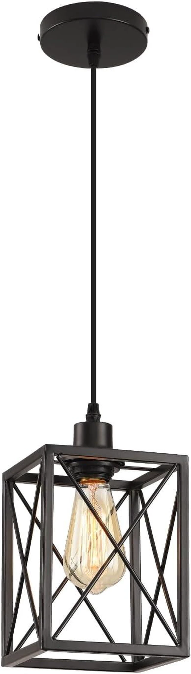Main image of Black Pendant Lighting Modern Pendant Light, Adjustable Pendant Light Fixture,Pendant Lights Kitchen IslandLight (1 Pack Square Pendant Light)