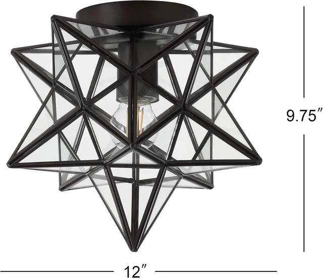 Alt view image 4 of 7 - JONATHAN Y Stella 12" Moravian Clear Star Flush Mount, Oil Rubbed Bronze