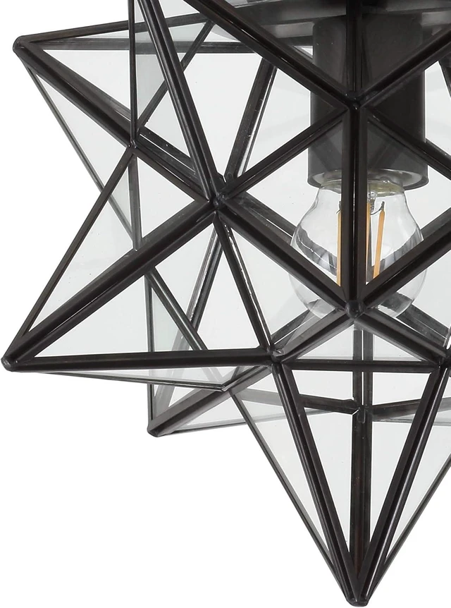 Alt view image 7 of 7 - JONATHAN Y Stella 12" Moravian Clear Star Flush Mount, Oil Rubbed Bronze