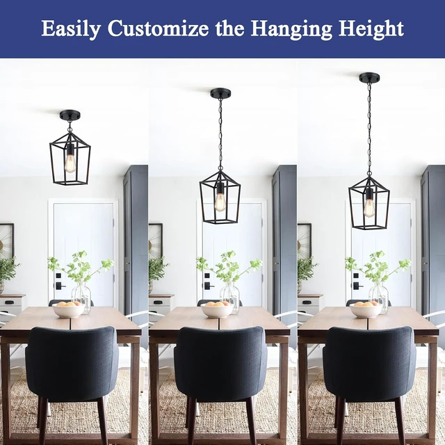 Alt view image 3 of 7 - Sheetea 2 Pack Pendant Lights Kitchen Island, Modern Black Light Fixtures