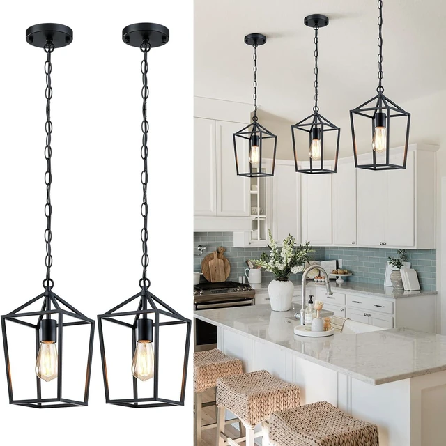 Main image of Sheetea 2 Pack Pendant Lights Kitchen Island, Modern Black Light Fixtures