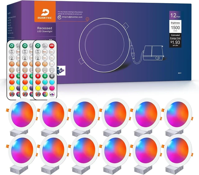 Main image of DUSKTEC Canless Recessed Lighting 6 Inch, Color Changing, Remote Control