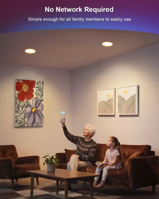 Alt view image 5 of 7 - DUSKTEC Canless Recessed Lighting 6 Inch, Color Changing, Remote Control