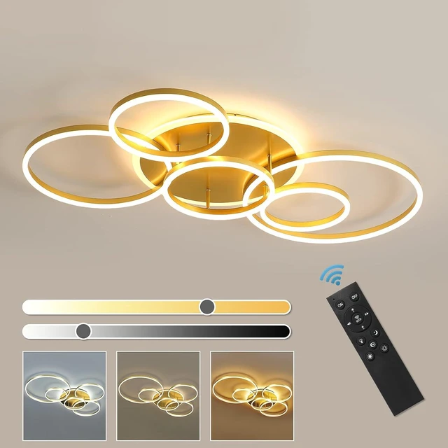 Main image of Modern LED Ceiling Light 106W Dimmable LED Acrylic Ceiling Lamp with Remote Control 6 Rings Flush Mount Ceiling Light Gold Ceiling Chandelier for Living Room Dining Room Bedroom Kitchen (5+1G01)