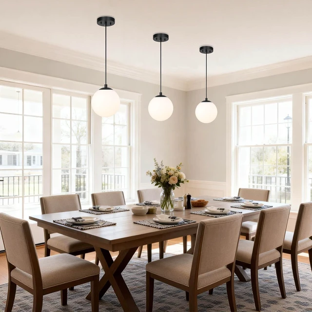 Alt view image 2 of 7 - XiNBEi Lighting 8" Globe Pendant Light Matte Black for Kitchen Island