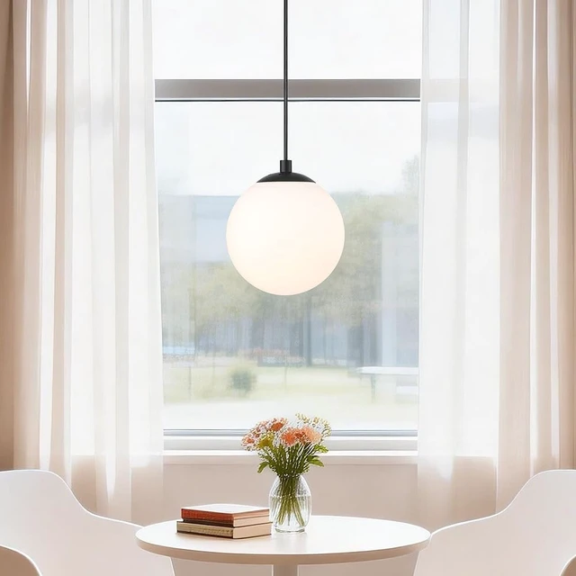 Alt view image 5 of 7 - XiNBEi Lighting 8" Globe Pendant Light Matte Black for Kitchen Island