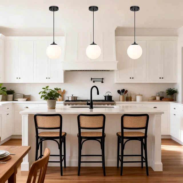 Alt view image 7 of 7 - XiNBEi Lighting 8" Globe Pendant Light Matte Black for Kitchen Island