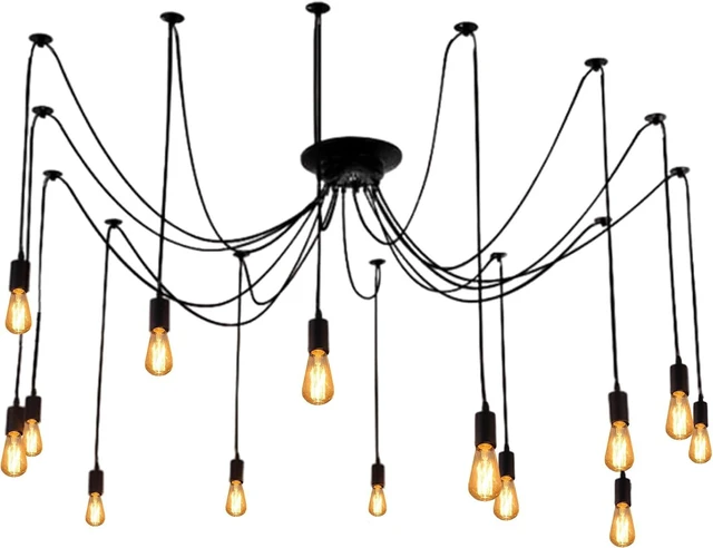 Main image of 14-Arm Spider Light Fixture Industrial DIY Chandelier Pendant Lamp