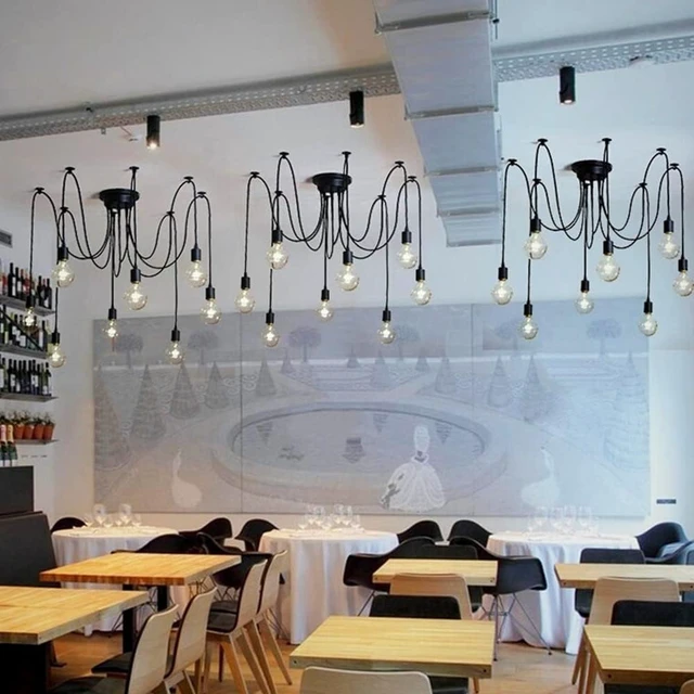 Alt view image 3 of 7 - 14-Arm Spider Light Fixture Industrial DIY Chandelier Pendant Lamp
