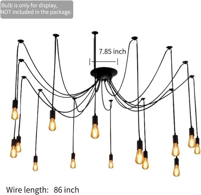 Alt view image 6 of 7 - 14-Arm Spider Light Fixture Industrial DIY Chandelier Pendant Lamp