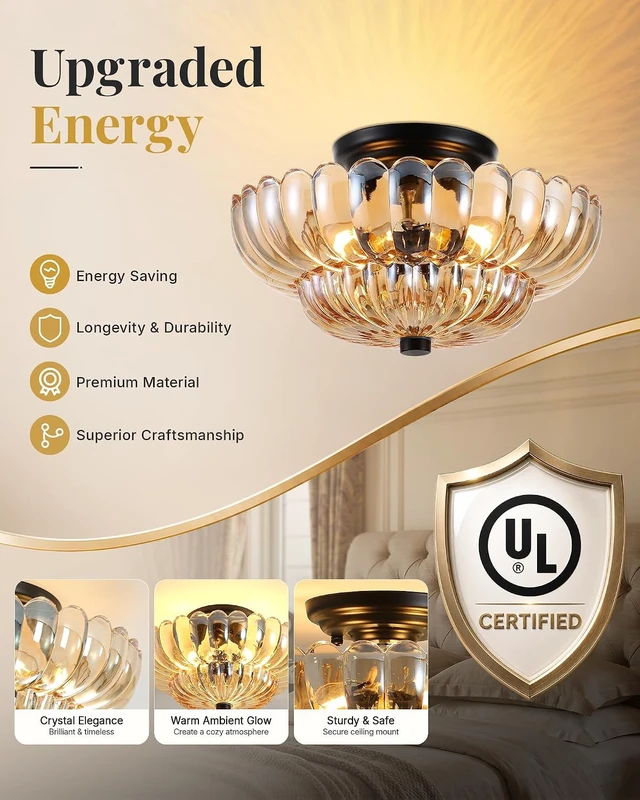 Alt view image 3 of 7 - Semi Flush Mount Ceiling Light 11.8" Vinatge Black Hallway Lights