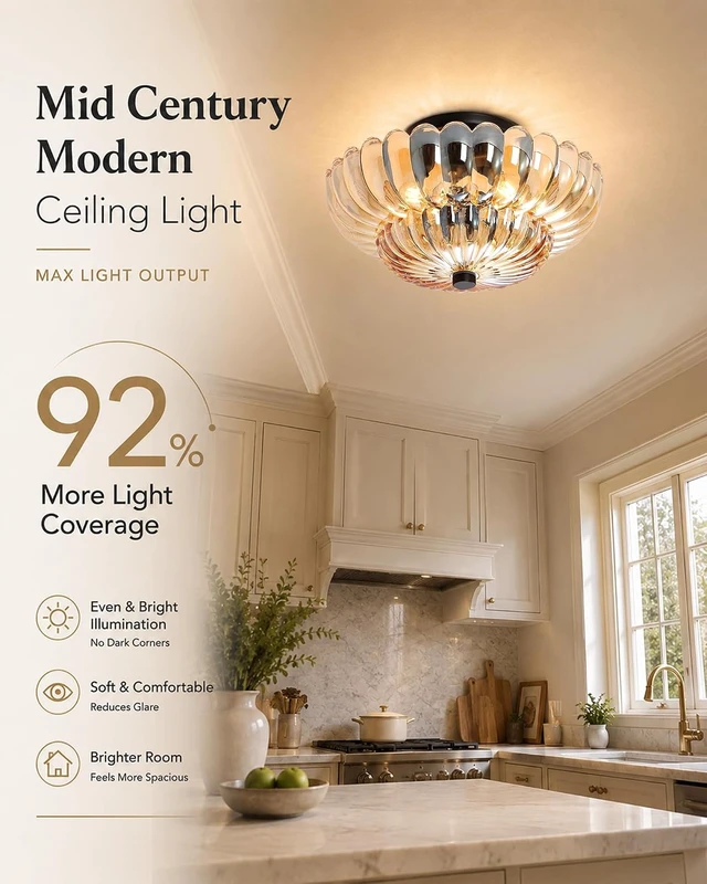 Alt view image 6 of 7 - Semi Flush Mount Ceiling Light 11.8" Vinatge Black Hallway Lights