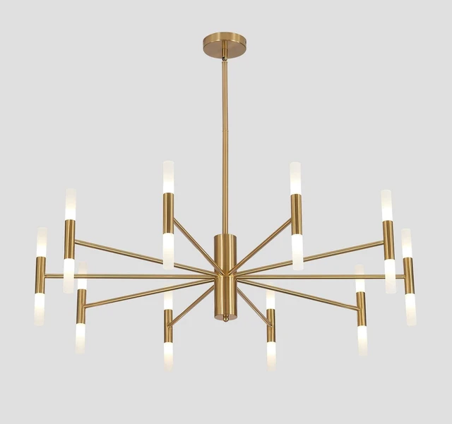 Main image of KCO Mid Century Modern 20-Light Large Brass Gold Sputnik Ceiling Chandelier