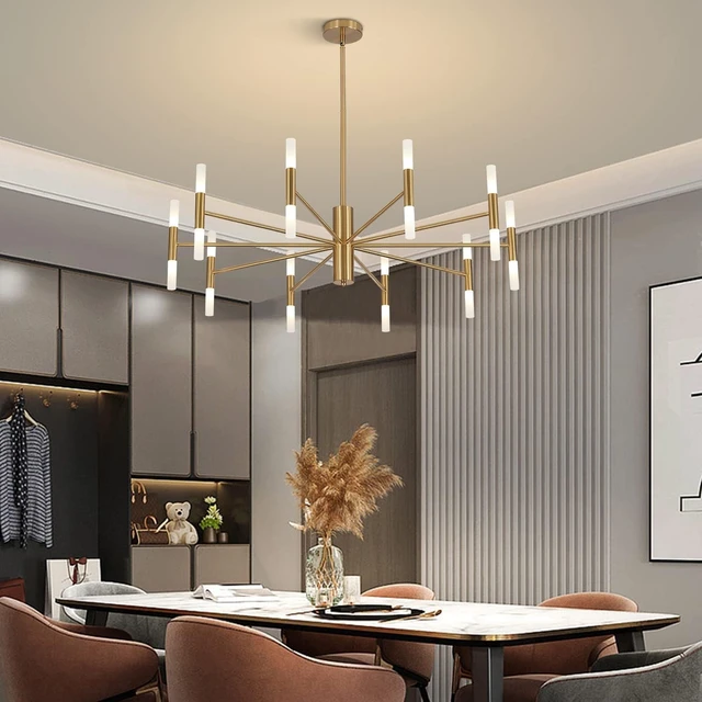 Alt view image 5 of 7 - KCO Mid Century Modern 20-Light Large Brass Gold Sputnik Ceiling Chandelier