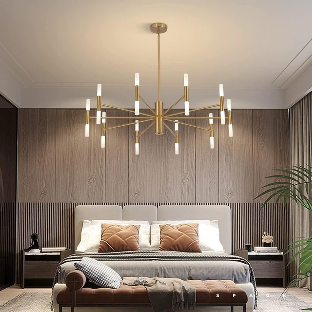 Alt view image 6 of 7 - KCO Mid Century Modern 20-Light Large Brass Gold Sputnik Ceiling Chandelier