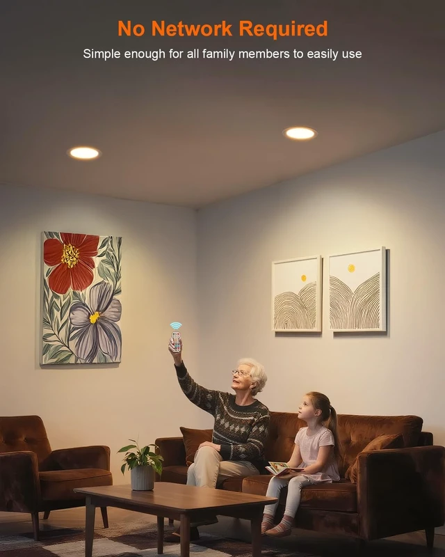 Alt view image 6 of 7 - DUSKTEC Recessed Lights 6 Inch 12 Pack, Color Changing LED Can Light 13W