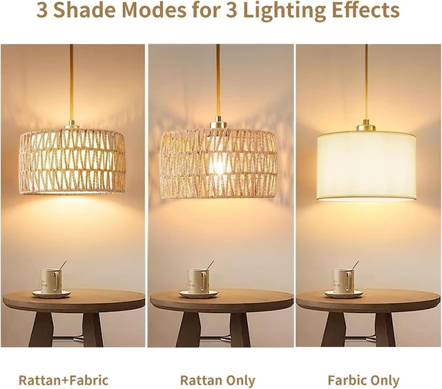 Alt view image 3 of 7 - Plug in Pendant Light Rattan Hanging Lights with Plug in Cord