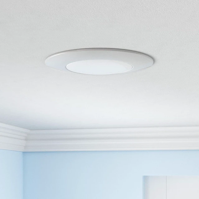 Alt view image 2 of 7 - NICOR Lighting 6 inch White Lexan Flat Albalite Shower Trim with Plastic Trim Ring and Albalite Lens (17575)
