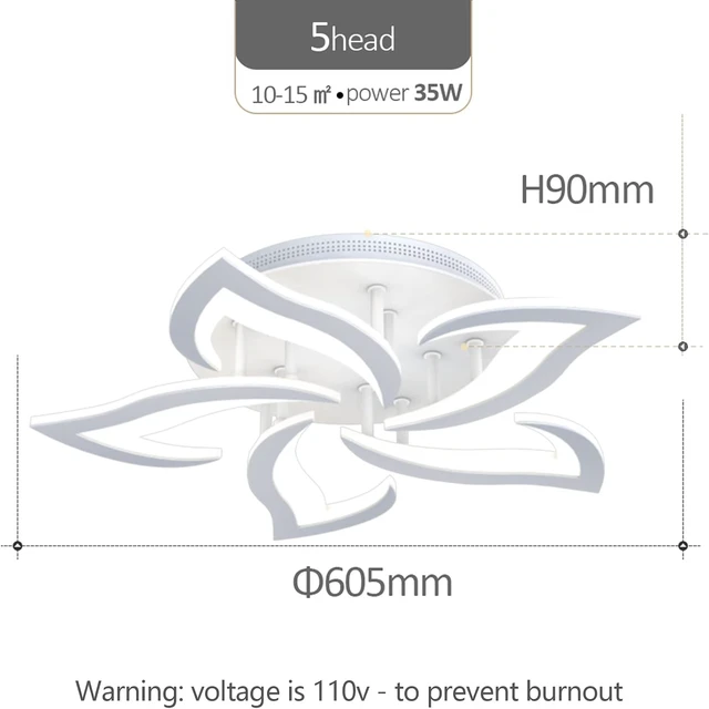 Alt view image 6 of 6 - AHAWILL Ceiling Light Dimmable Modern Embedded LED Chandelier Metal Acrylic Petal Ceiling Ceiling Light, Suitable for Living Rooms, Bedrooms, Children's Rooms, Etc.23.8/35w/5 Heads