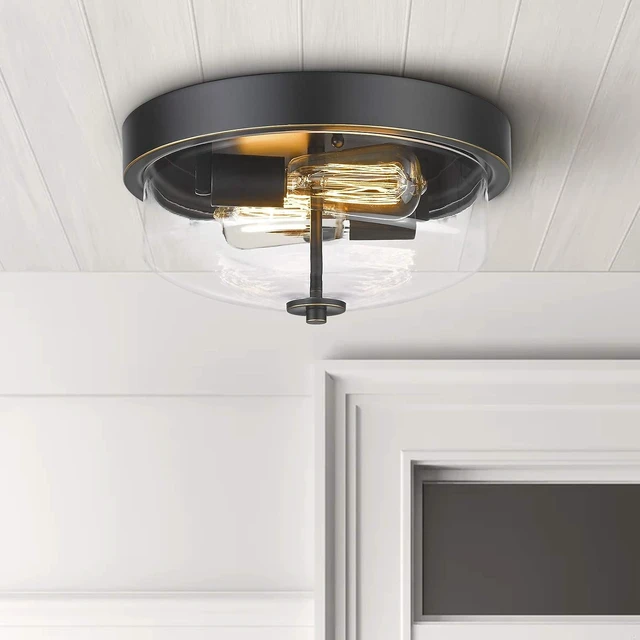 Alt view image 2 of 6 - Emliviar Flush Mount Ceiling Light Fixture, Clear Glass Shade, TE217F ROB
