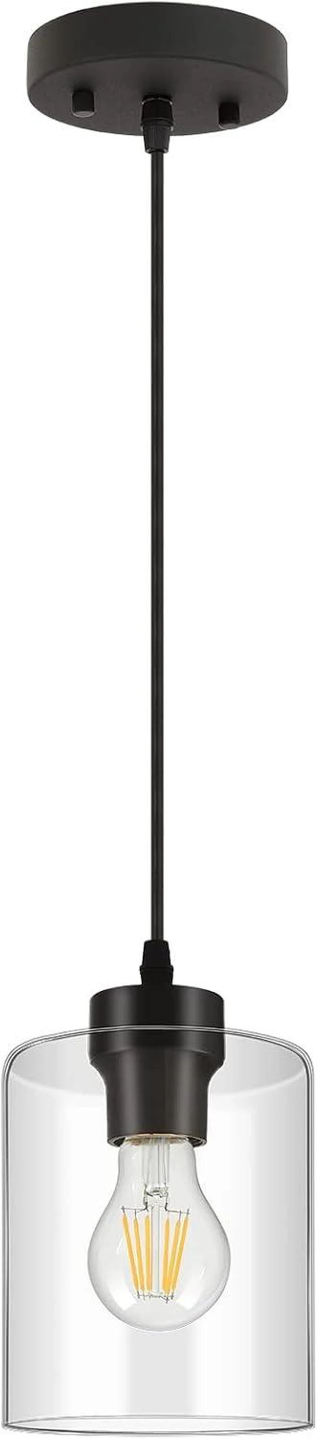 Main image of BoostArea Modern Pendant Light Fixtures, Industrial Hanging Ceiling Lamp with Clear Glass Shade, Farmhouse Black Pendant Lighting for Kitchen Island Decor Living Room Hallway Bedroom Dining Hall Bar