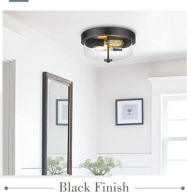 Alt view image 4 of 6 - Emliviar Flush Mount Ceiling Light Fixture, Clear Glass Shade, TE217F ROB