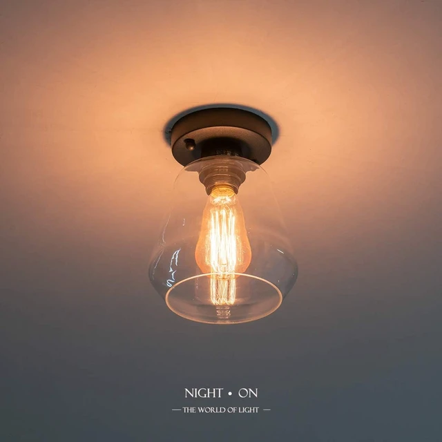 Alt view image 2 of 7 - VILUXY Semi Flush Mount Ceiling Light, Industrial Clear Glass Shade Light Fixtures Ceiling for Hallway, Schoolhouse, Entryway, Kitchen, Dining Room, Laundry Room