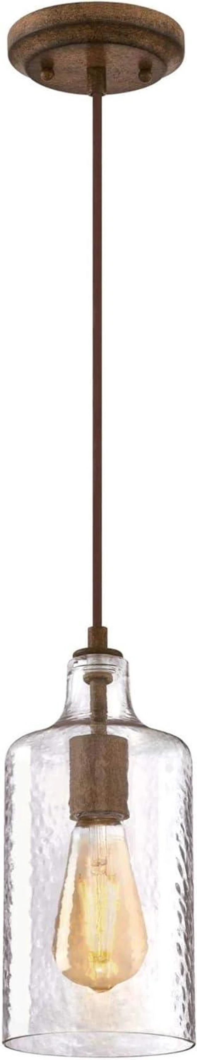 Main image of Westinghouse Lighting 6371300, Barnwood Finish with Clear Textured Glass Carmen One-Light Indoor Mini Pendant, one Size