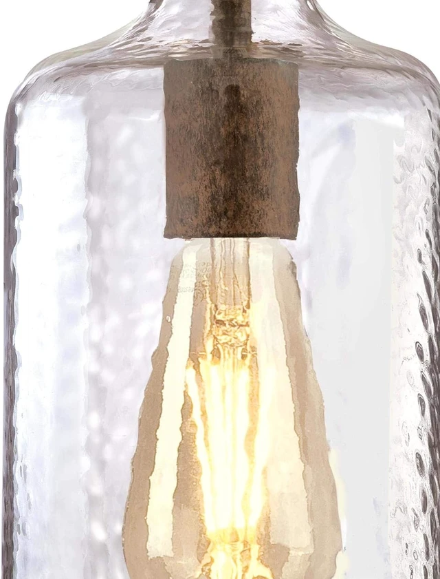 Alt view image 3 of 7 - Westinghouse Lighting 6371300, Barnwood Finish with Clear Textured Glass Carmen One-Light Indoor Mini Pendant, one Size