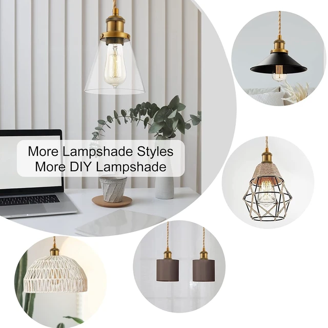 Alt view image 5 of 7 - 15.4ft Pendant Light Cord Kit, Industrial Vintage Plug in E26 Socket Hanging Light with Switch, Hemp Rope Hanging Light Fixture for Pendant Lamp Farmhouse Lamp Cable DIY